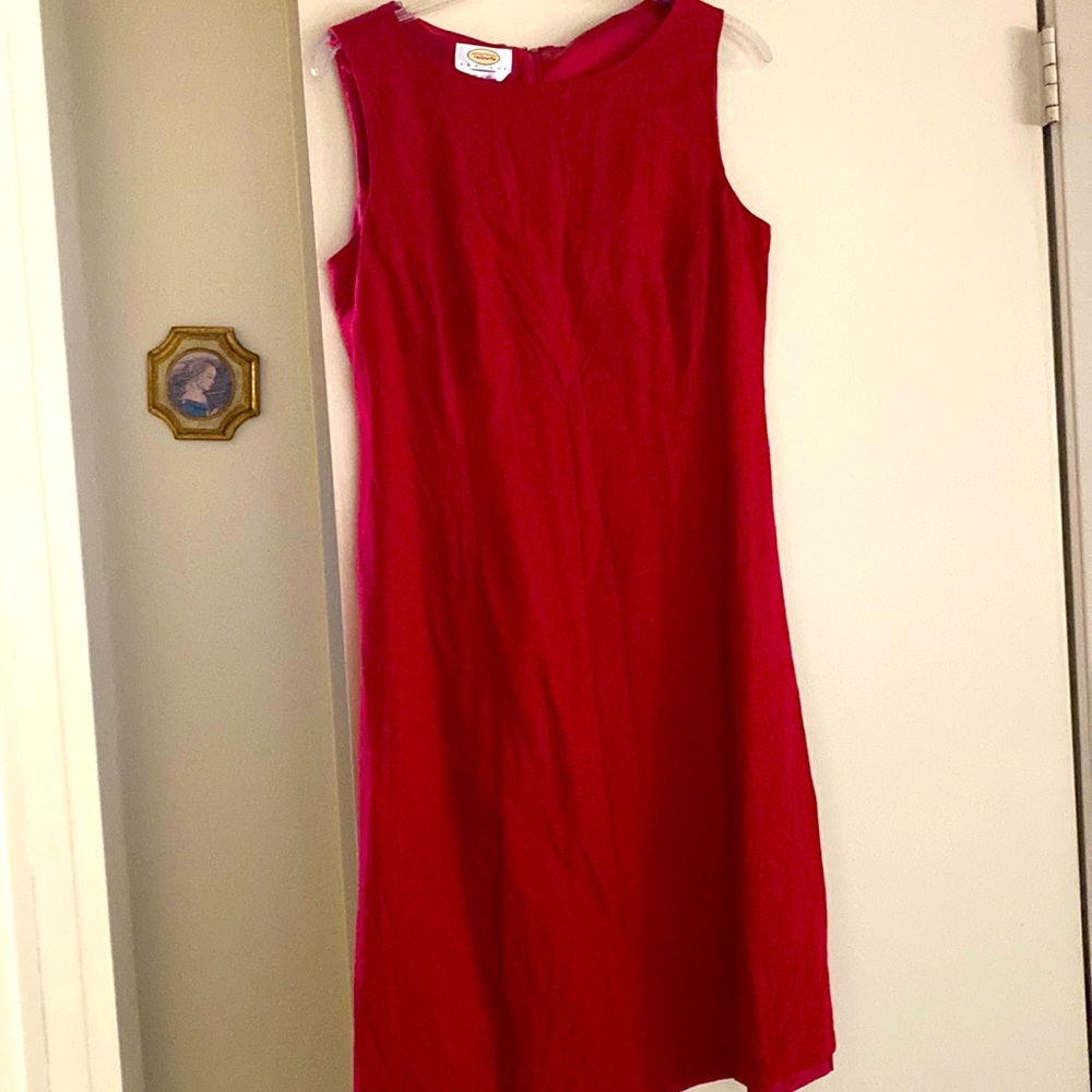 Talbots red 100% Irish linen dress. officesiren. jackie kennedy.